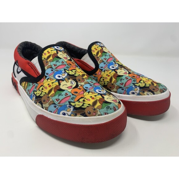 Pokemon Low Top Canvas Slip On Shoes Sneakers Pikachu‎ 2023 Nintendo Size 3Y - Picture 1 of 8